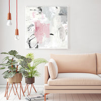 Thumbnail for Wall Art 90cmx90cm Abstract Pink Grey 2 Sets White Frame Canvas