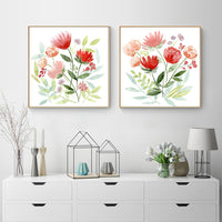 Thumbnail for Wall Art 40cmx40cm Florals 2 Sets Gold Frame Canvas