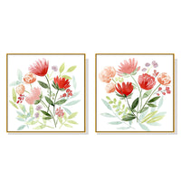 Thumbnail for Wall Art 100cmx100cm Florals 2 Sets Gold Frame Canvas