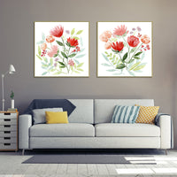 Thumbnail for Wall Art 100cmx100cm Florals 2 Sets Gold Frame Canvas