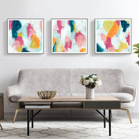 Thumbnail for Wall Art 50cmx50cm Colourful 3 Sets Black Frame Canvas