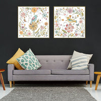 Thumbnail for Wall Art 100cmx100cm Floral birds 2 Sets Gold Frame Canvas