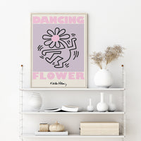 Thumbnail for Wall Art 60cmx90cm Keith Haring Dancing Flower Wood Frame Canvas