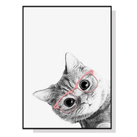Thumbnail for Wall Art 40cmx60cm Cat With Glasses Black Frame Canvas