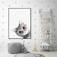 Thumbnail for Wall Art 40cmx60cm Cat With Glasses Black Frame Canvas