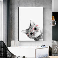 Thumbnail for Wall Art 40cmx60cm Cat With Glasses Black Frame Canvas