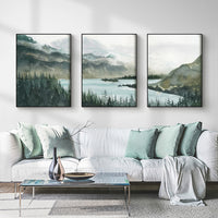 Thumbnail for Wall Art 80cmx120cm Landscape 3 Sets Black Frame Canvas