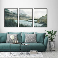 Thumbnail for Wall Art 80cmx120cm Landscape 3 Sets Black Frame Canvas