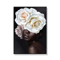 Thumbnail for Wall Art 40cmx60cm Flower African Woman Black Frame Canvas