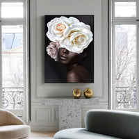 Thumbnail for Wall Art 70cmx100cm Flower African Woman Black Frame Canvas