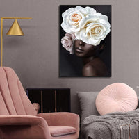 Thumbnail for Wall Art 70cmx100cm Flower African Woman Black Frame Canvas
