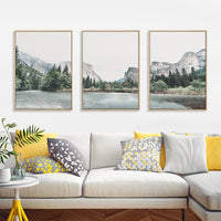 Thumbnail for Wall Art 60cmx90cm Yosemite Valley National Park 3 Sets Wood Frame Canvas