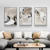 Thumbnail for Wall Art 70cmx100cm Modern Abstract Beige 3 Sets Black Frame Canvas