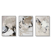 Thumbnail for Wall Art 80cmx120cm Modern Abstract Beige 3 Sets Black Frame Canvas