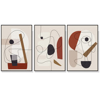 Thumbnail for Wall Art 90cmx135cm Abstract Line Art By Picasso 3 Sets Black Frame Canvas