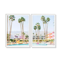 Thumbnail for Wall Art 80cmx120cm Saguaro Hotel 2 Sets White Frame Canvas