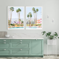 Thumbnail for Wall Art 80cmx120cm Saguaro Hotel 2 Sets White Frame Canvas