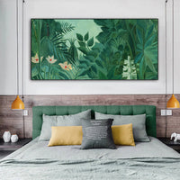 Thumbnail for Wall Art 40cmx80cm The Equatorial Jungle Green Forest By Henri Rousseau Black Frame Canvas