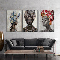Thumbnail for Wall Art 80cmx120cm African women II 3 Sets Black Frame Canvas