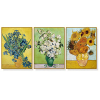 Thumbnail for Wall Art 80cmx120cm Van Gogh sunflowers Roses 3 Sets Gold Frame Canvas