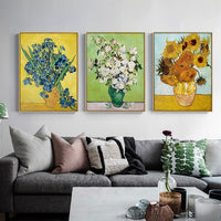 Thumbnail for Wall Art 90cmx135cm Van Gogh sunflowers Roses 3 Sets Gold Frame Canvas