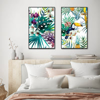 Thumbnail for Wall Art 60cmx90cm Toucan and orchid 2 Sets Black Frame Canvas