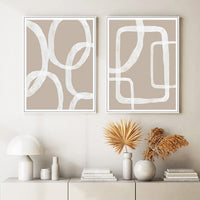 Thumbnail for Wall Art 60cmx90cm Abstract White Lines 2 Sets White Frame Canvas