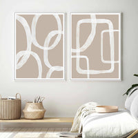 Thumbnail for Wall Art 60cmx90cm Abstract White Lines 2 Sets White Frame Canvas