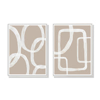 Thumbnail for Wall Art 70cmx100cm Abstract White Lines 2 Sets White Frame Canvas
