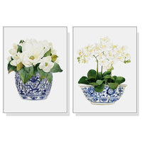 Thumbnail for Wall Art 60cmx90cm Elegant Flower 2 Sets White Frame Canvas