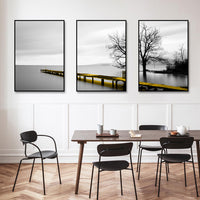 Thumbnail for Wall Art 80cmx120cm Calm Lake Bridge Tree Scene 3 Sets Black Frame Canvas