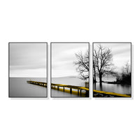 Thumbnail for Wall Art 100cmx150cm Calm Lake Bridge Tree Scene 3 Sets Black Frame Canvas