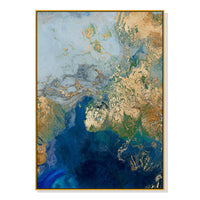 Thumbnail for Wall Art 60cmx90cm Marbled Blue Gold Artwork Gold Frame Canvas