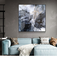 Thumbnail for Wall Art 80cmx80cm Marbled Black Grey Black Frame Canvas