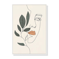 Thumbnail for Wall Art 50cmx70cm Line Art Girl Face White Frame Canvas