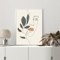Thumbnail for Wall Art 50cmx70cm Line Art Girl Face White Frame Canvas