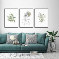 Thumbnail for Wall Art 40cmx60cm Botanical Line Girl 3 Sets Black Frame Canvas