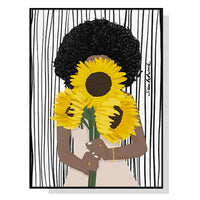 Thumbnail for Wall Art 100cmx150cm African Woman Sunflower Black Frame Canvas