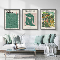 Thumbnail for Wall Art 40cmx60cm Flower Market, Matisse Print, Yayoi Kusama 3 Sets Black Frame Canvas