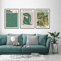Thumbnail for Wall Art 40cmx60cm Flower Market, Matisse Print, Yayoi Kusama 3 Sets Black Frame Canvas