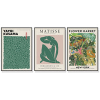 Thumbnail for Wall Art 80cmx120cm Flower Market, Matisse Print, Yayoi Kusama 3 Sets Black Frame Canvas