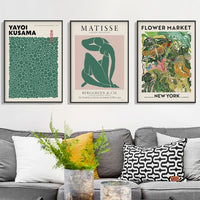 Thumbnail for Wall Art 100cmx150cm Flower Market, Matisse Print, Yayoi Kusama 3 Sets Black Frame Canvas
