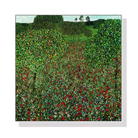 Thumbnail for Wall Art 90cmx90cm Field of Poppies by Gustav Klimt White Frame Canvas