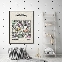 Thumbnail for Wall Art 50cmx70cm Keith Haring Humanity Black Frame Canvas