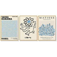 Thumbnail for Wall Art 60cmx90cm Blue Matisse,Yayoi Kusama, Keith Haring Mix Art 3 Sets Gold Frame Canvas