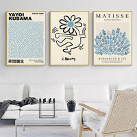 Thumbnail for Wall Art 60cmx90cm Blue Matisse,Yayoi Kusama, Keith Haring Mix Art 3 Sets Gold Frame Canvas