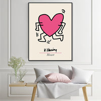 Thumbnail for Wall Art 60cmx90cm Keith Haring Love Pop Art Black Frame Canvas