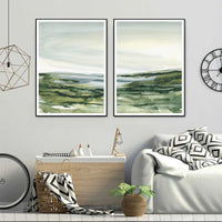 Thumbnail for Wall Art 40cmx60cm Watercolor landscape 2 Sets Black Frame Canvas