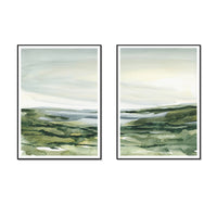 Thumbnail for Wall Art 80cmx120cm Watercolor landscape 2 Sets Black Frame Canvas