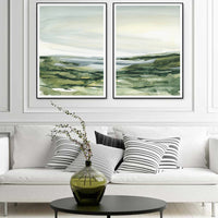 Thumbnail for Wall Art 80cmx120cm Watercolor landscape 2 Sets Black Frame Canvas